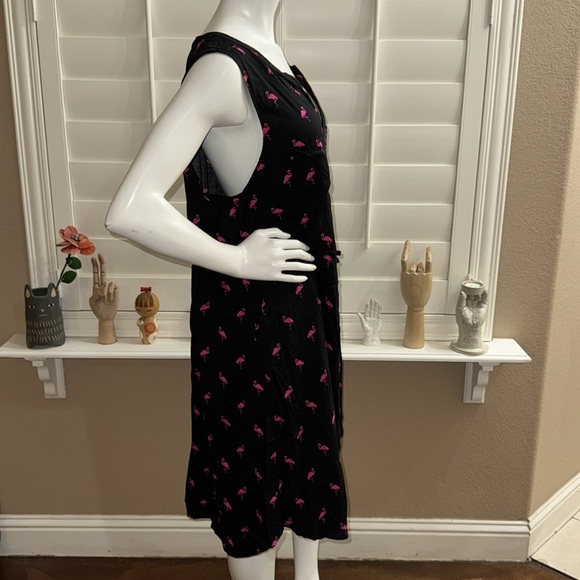 Torrid Mini Challis Zip-Front Shirt Dress Black Flamingo - Picture 5 of 12